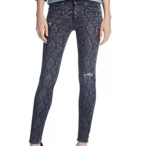rag & bone Distressed Printed Skinny Jeans in Gray Snake